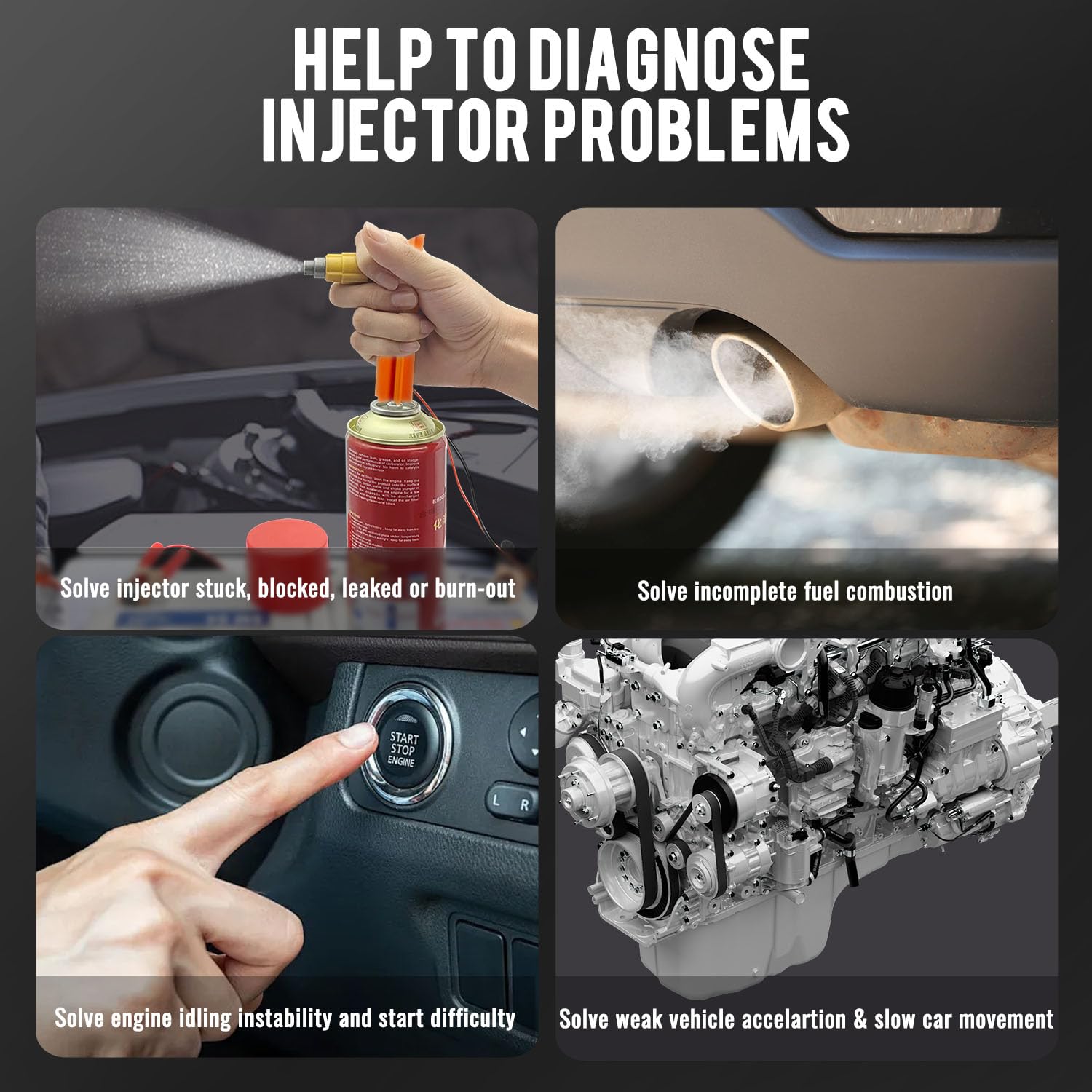 THIKPO in use on engine rail demonstrating cleaning and diagnostic capability
