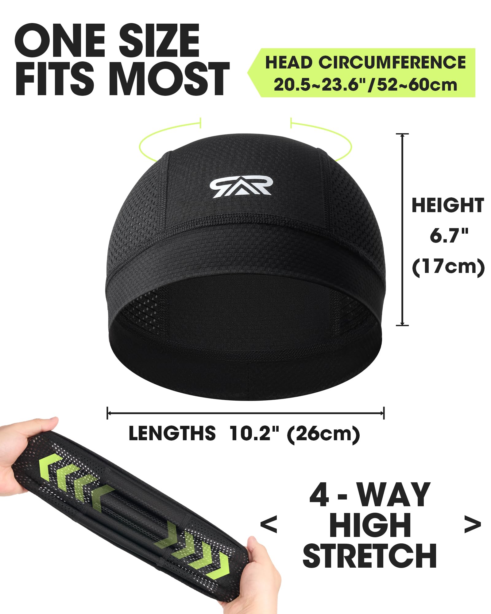 THINDUST cap on head model demonstrating universal fit 20.5 to 23.5 inches
