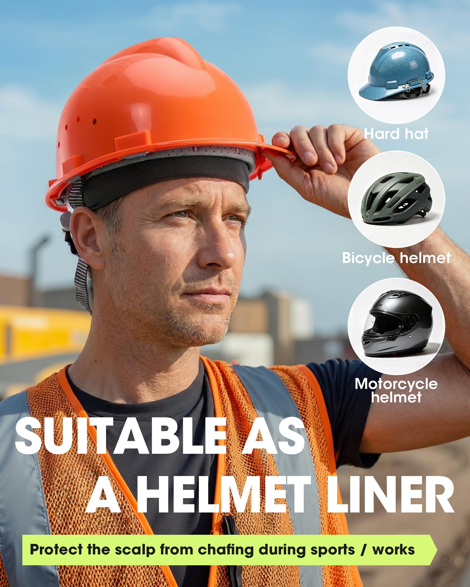 THINDUST skull cap under a bicycle helmet preventing sweat from reaching eyes