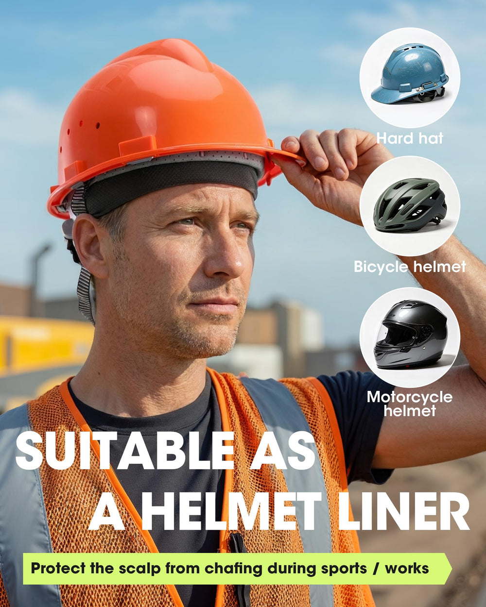THINDUST skull cap under a bicycle helmet preventing sweat from reaching eyes