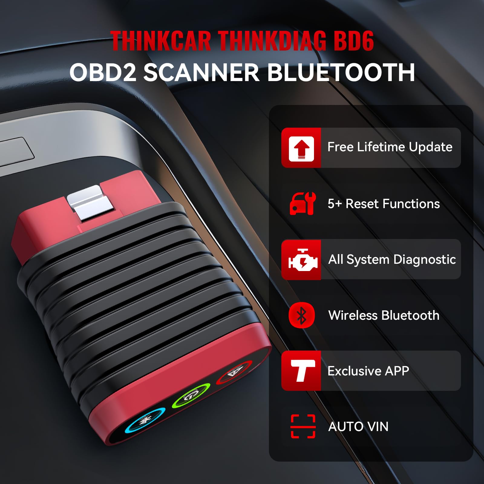 thinkcar BD6 plugged into vehicle OBD port enabling quick diagnostics benefit
