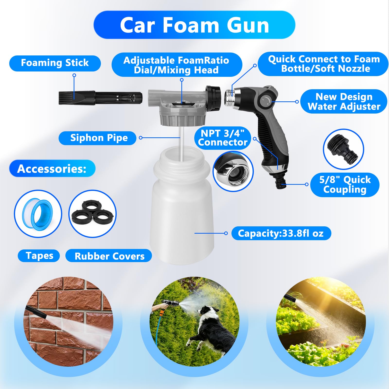 ThinkLearn foam gun close-up showing quick coupler and adjustable spray for thicker foam coverage