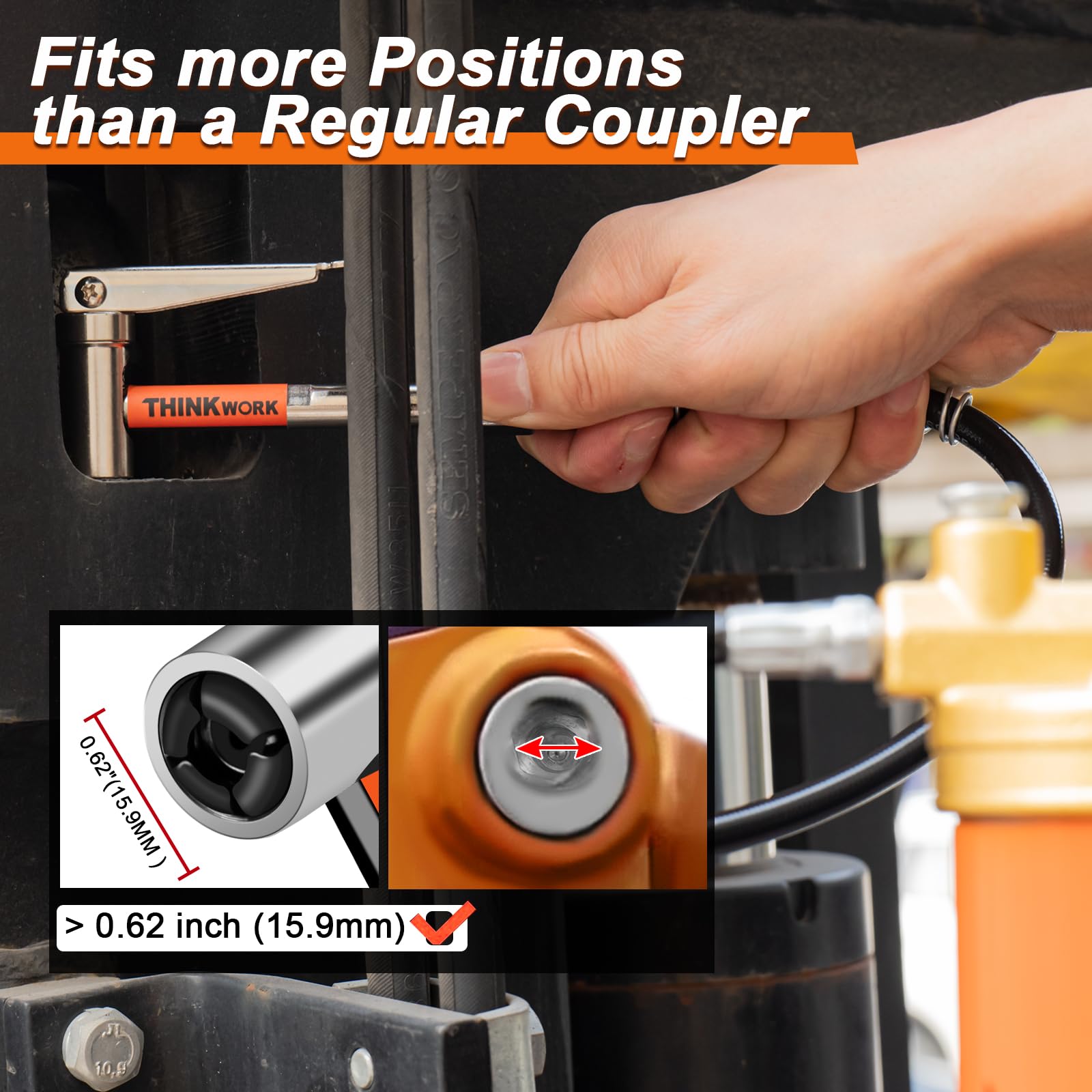 THINKWORK slim 0.62-inch coupler side view fits tight spaces benefit