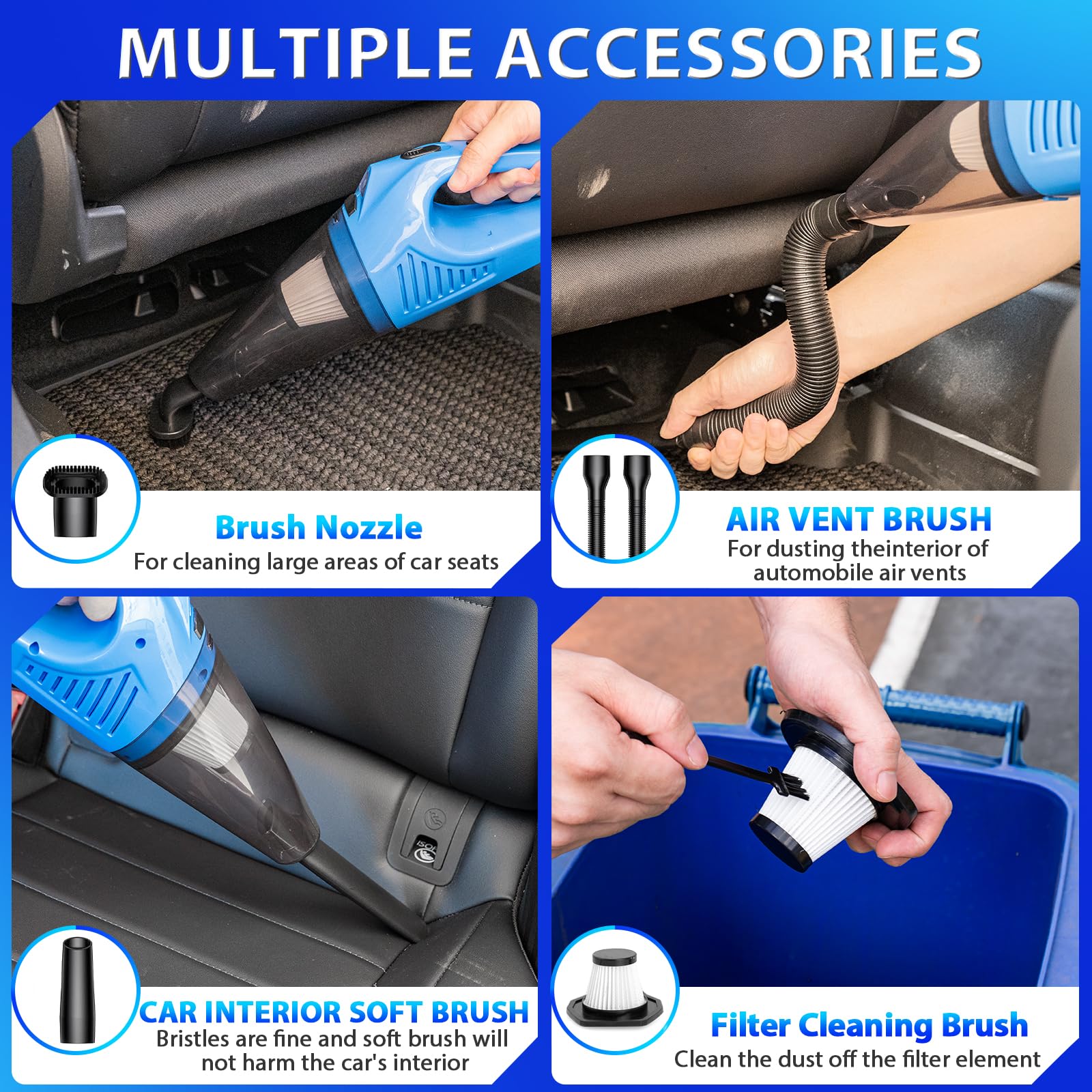 THINKWORK extended hose and brush nozzle attached to vacuum for deep crevice access