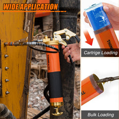 THINKWORK close-up of 18-inch spring flex hose showing extended reach advantage