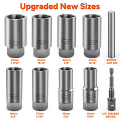 THINKWORK lined up sockets displaying included metric sizes for compatibility