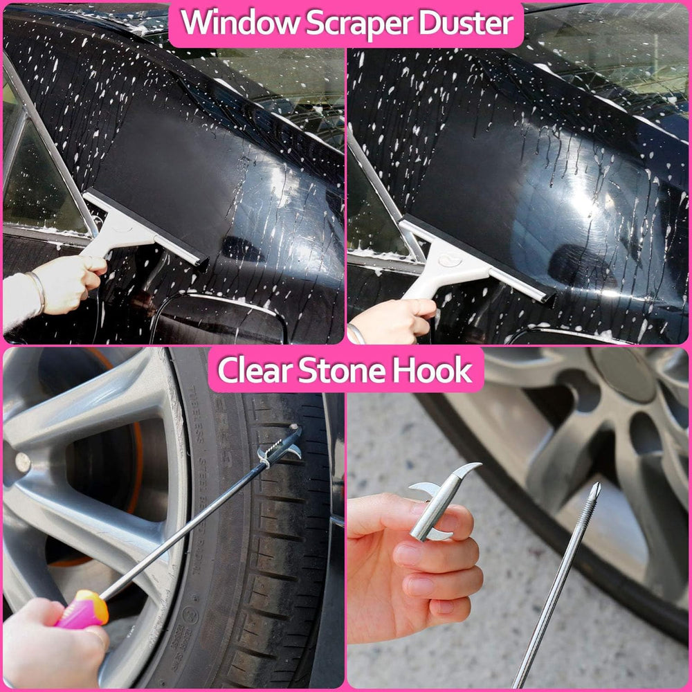 THINKWORK waxing sponges and clear stone hook for paint-safe debris removal