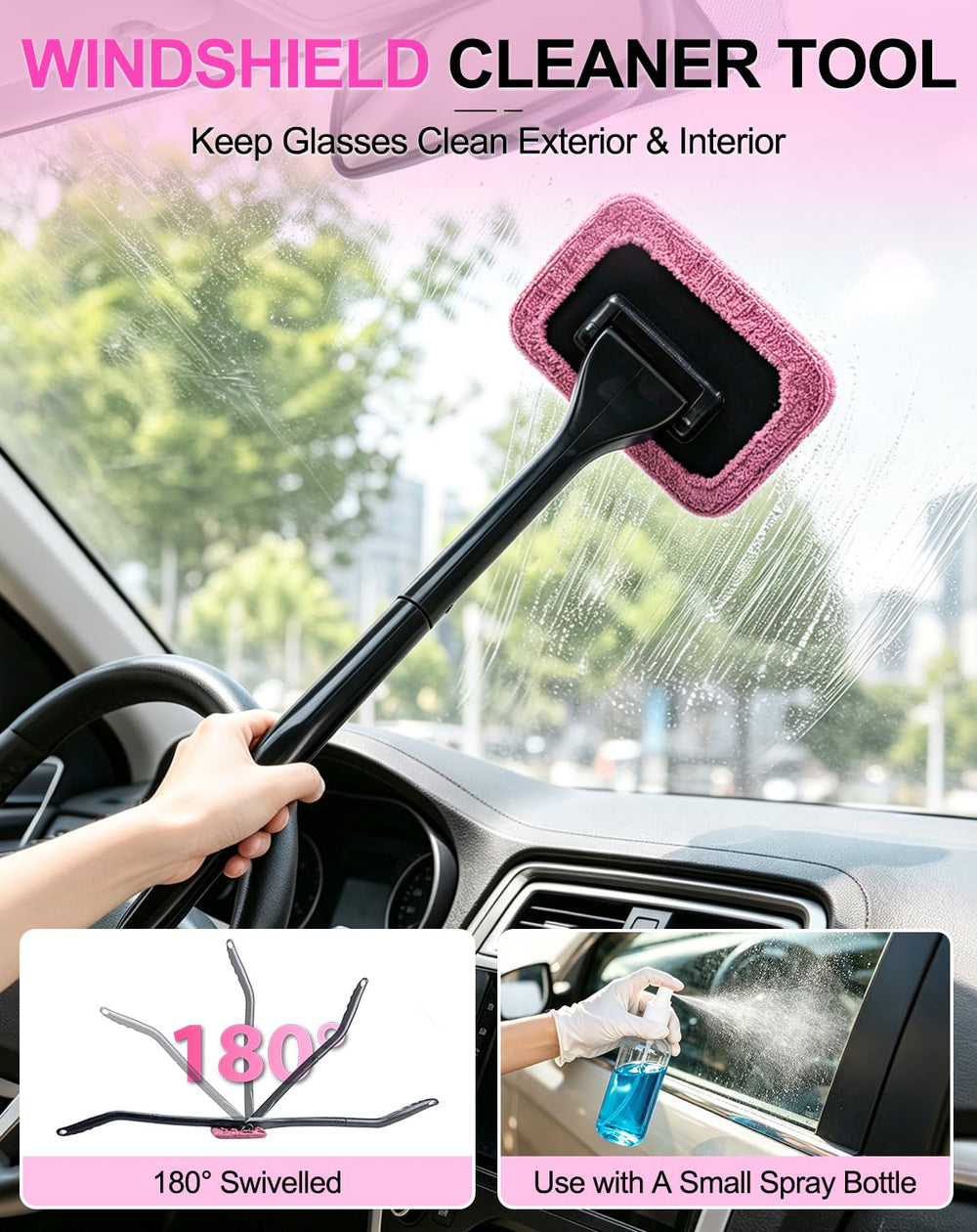 THINKWORK windshield brush in use reaching lower glass edges