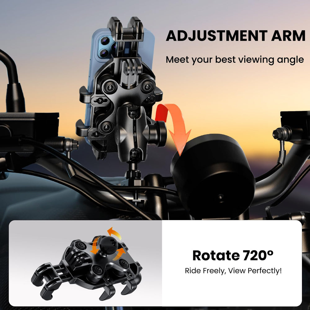 Thlevel phone set to dashcam angle on motorbike for steady recording