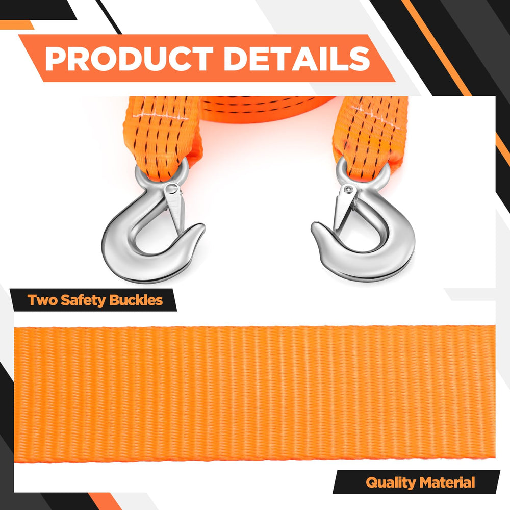 Threlaco tow strap attached between trucks showing safe, practical towing benefit