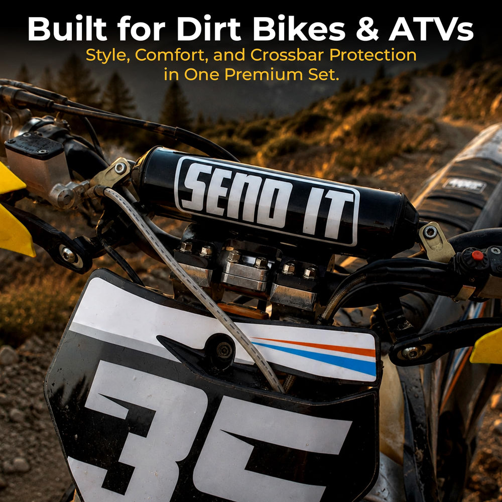 ThrottlePak SEND IT pad installed on a dirt bike showing improved crash protection