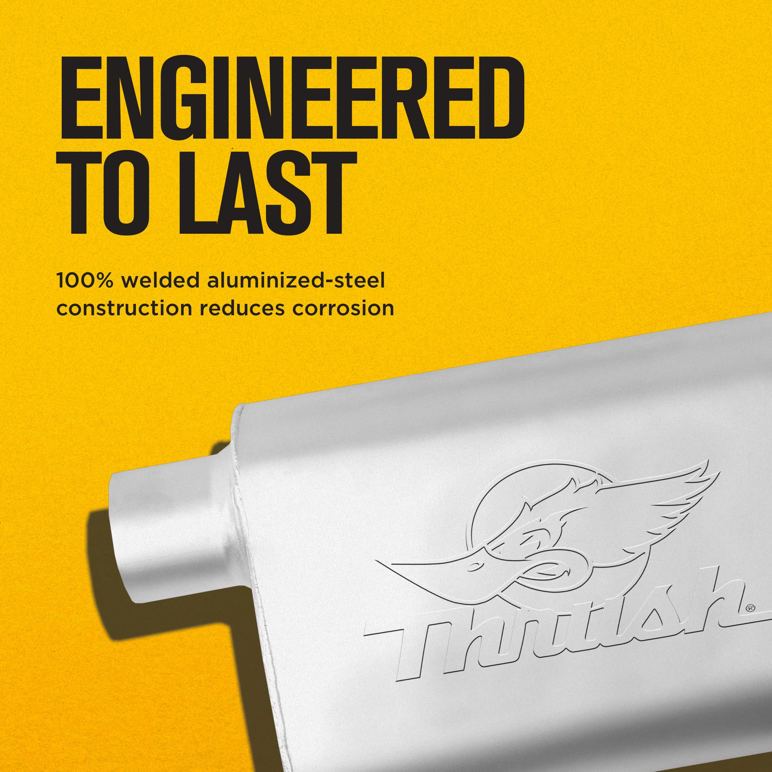 Thrush muffler welded seam close-up showing durability and corrosion resistance