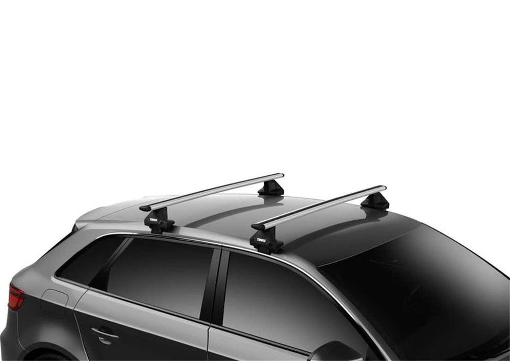 Thule Evo clamp foot on a rooftop with bars showing versatile cargo use