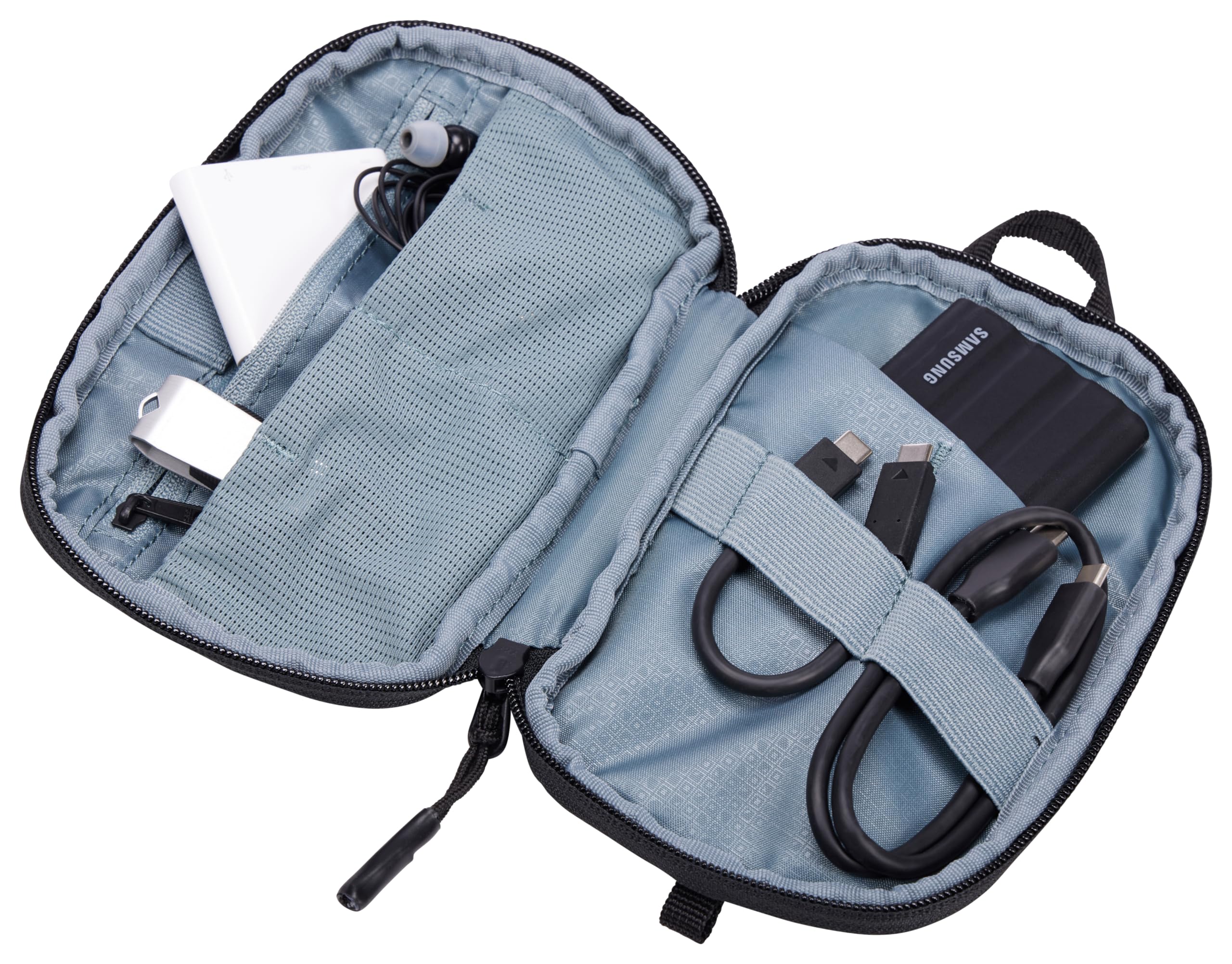 Thule Subterra PowerShuttle small inside backpack scale demonstrating space-saving fit