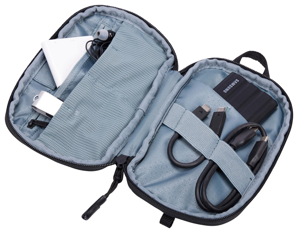 Thule Subterra PowerShuttle small inside backpack scale demonstrating space-saving fit