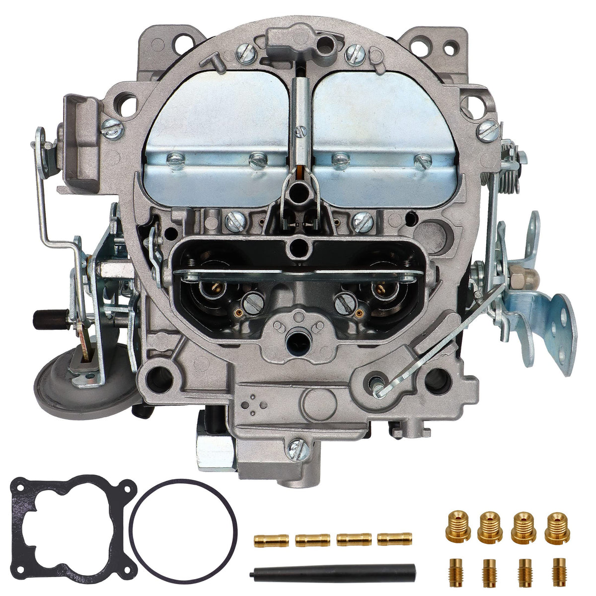 THUNDERMINGO front view of carburetor showing fitment for Quadrajet replacement and reliable flow
