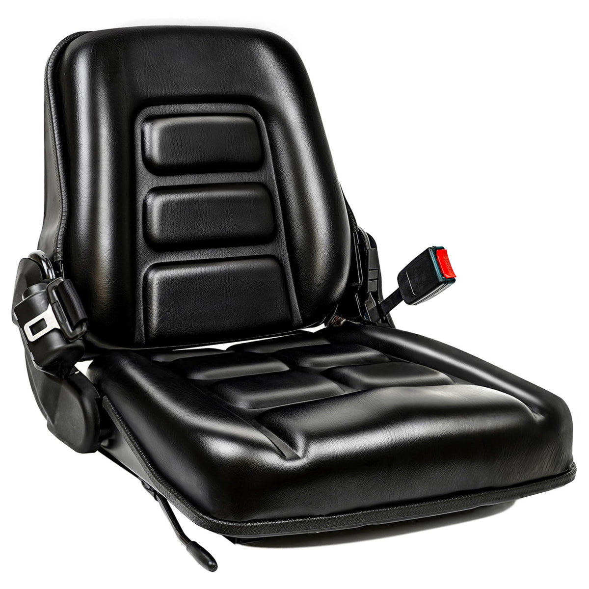 TICSEA front view of universal seat showing ergonomic shape and durable cover for operator comfort