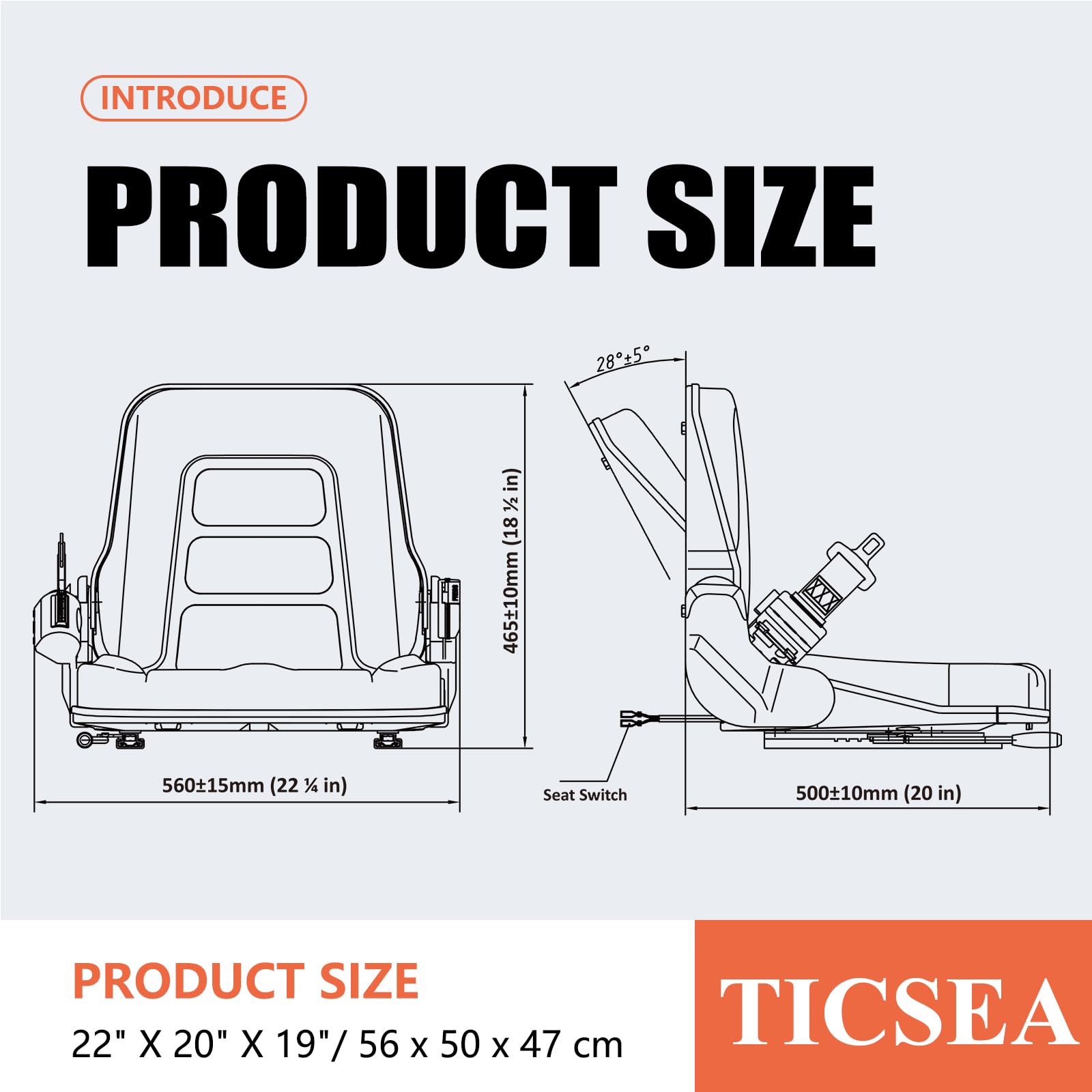 TICSEA in construction equipment cabin showing durable seat in real-world work environment