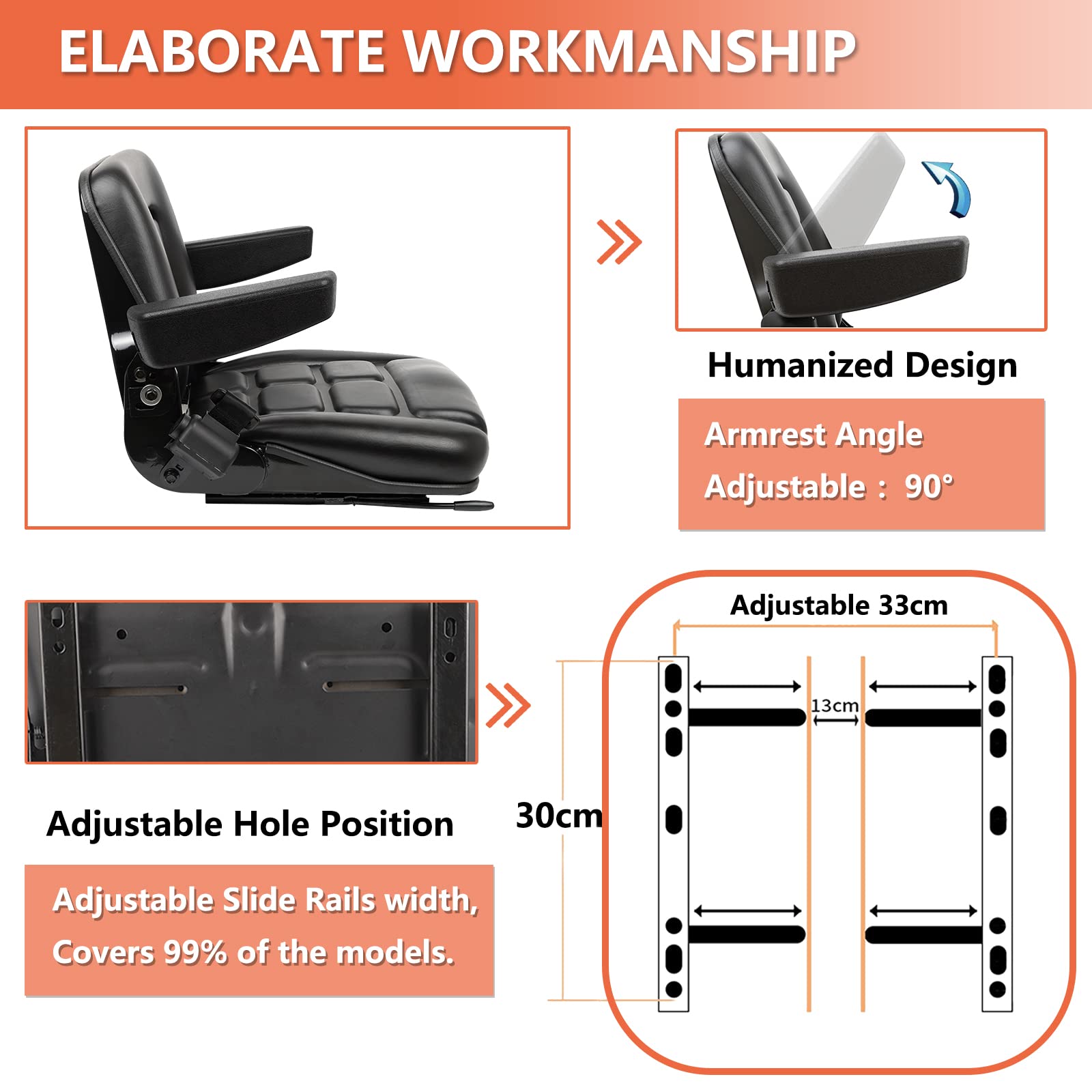 TICSEA steel base and adjustable slide rails for universal mounting