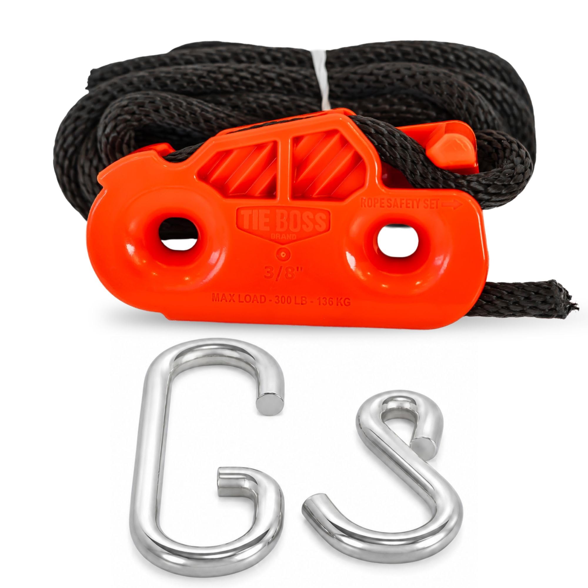 Tie Boss front packaging showing orange kit and included parts, highlighting reliability