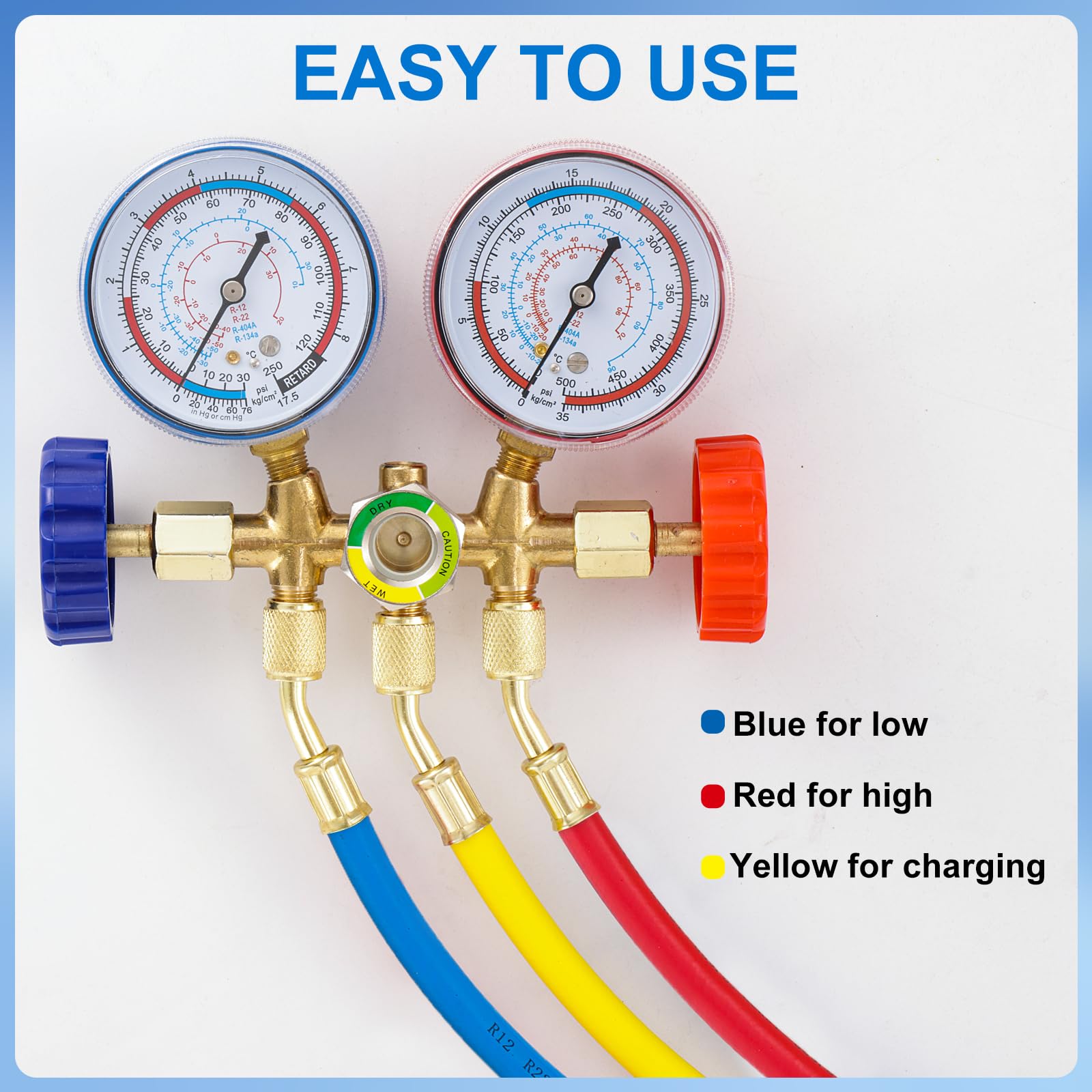Tigbear hoses connected to manifold gauge demonstrating correct use