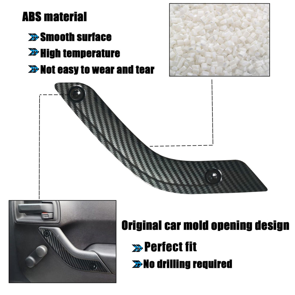 Timilge installed handle insert in Jeep Wrangler interior showing precise fit