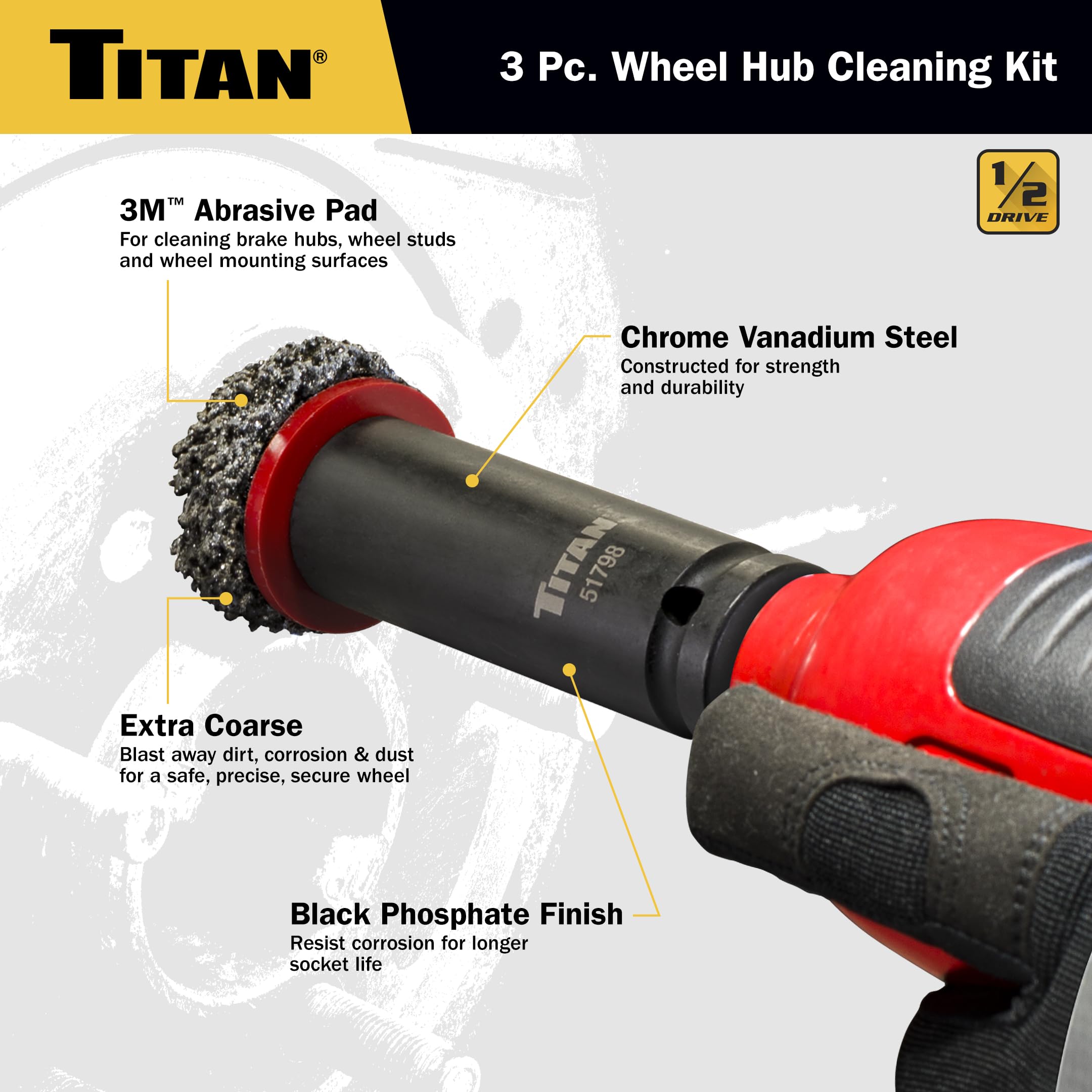 Titan 51798 locking ring detail ensuring pad stays secure during use