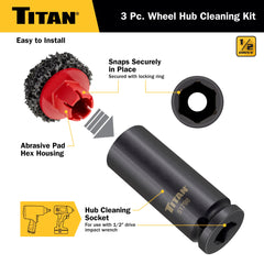 Titan 51798 mounted on an impact wrench cleaning wheel hub quickly