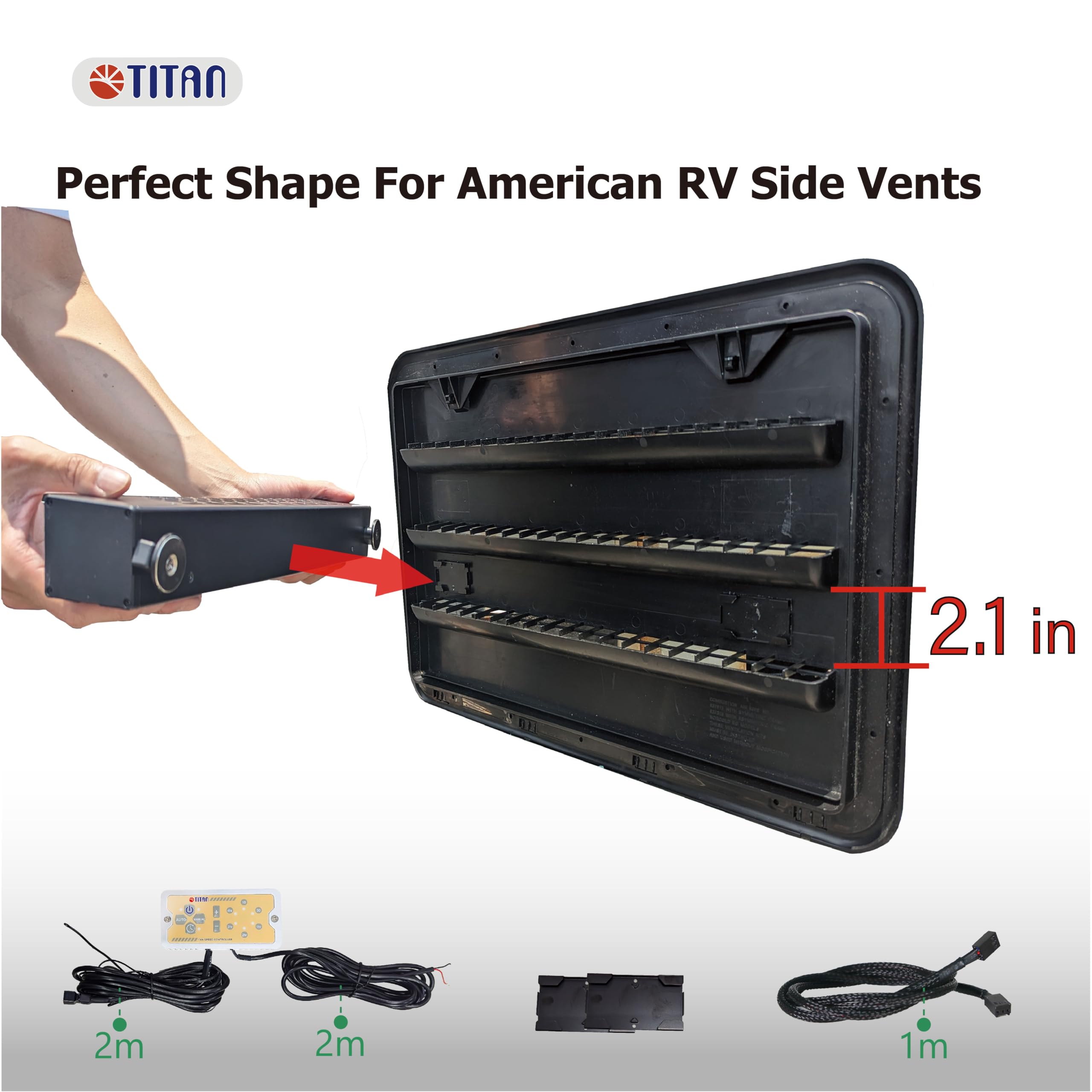 TITAN fan installed in RV vent demonstrating effective cooling