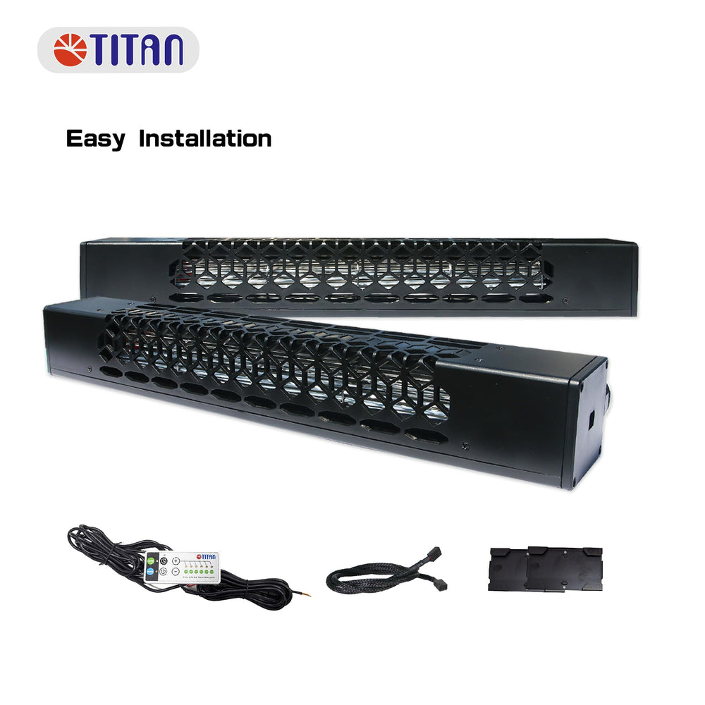 TITAN fan exposed to water spray showing IP55 weather protection