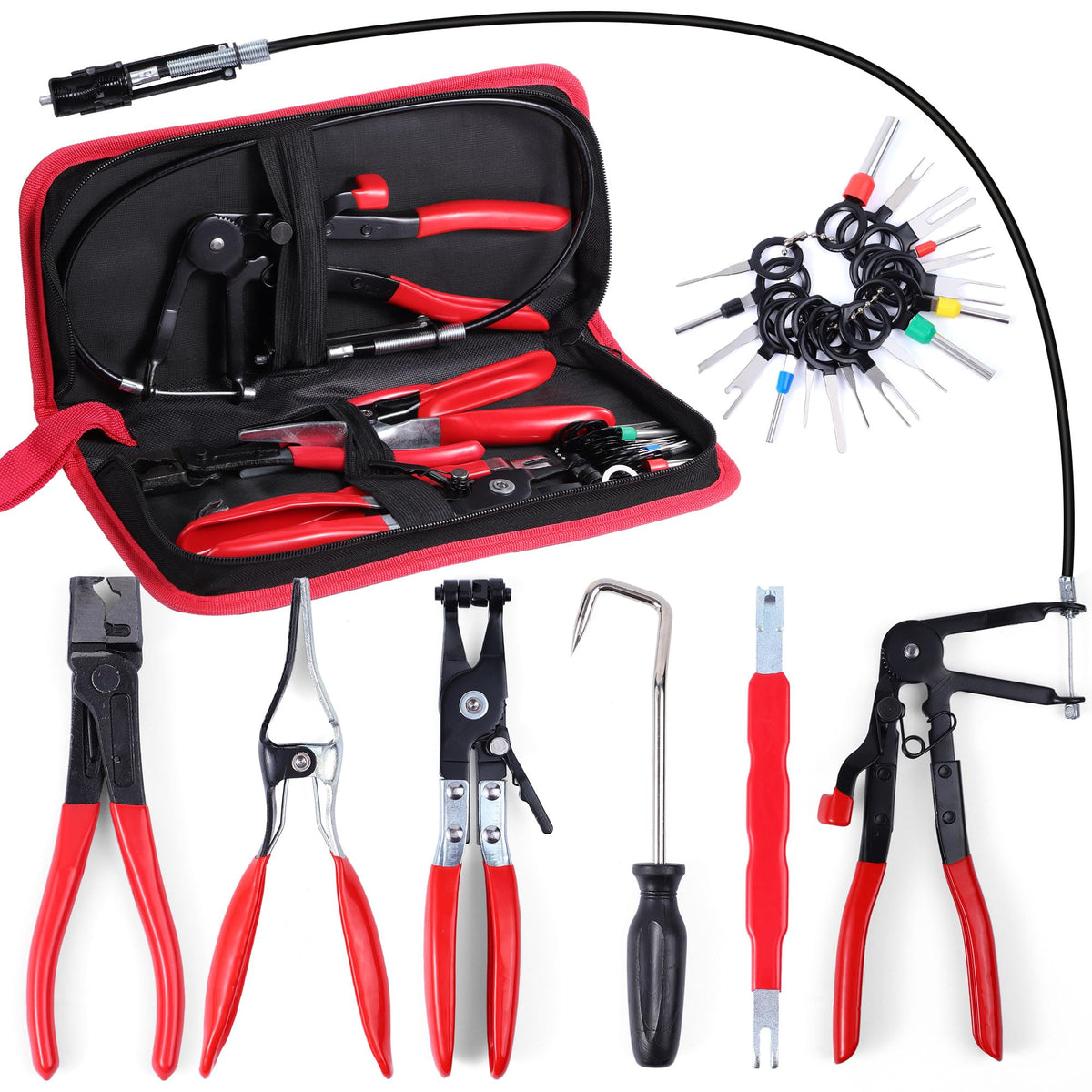 TKDMR front packaging showing the 6-piece hose clamp pliers set organized, professional kit