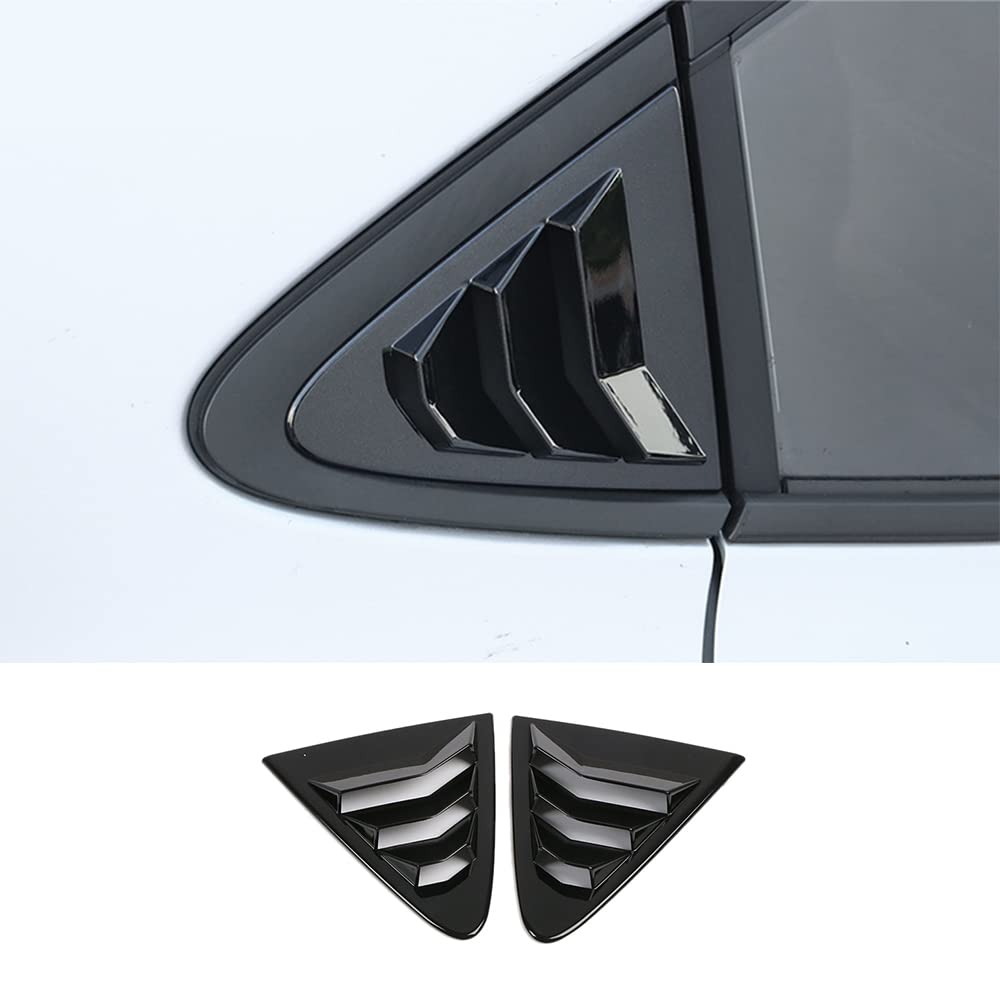 TKREENO front view of rear side window louvers showing sleek bright-black finish and upgraded look