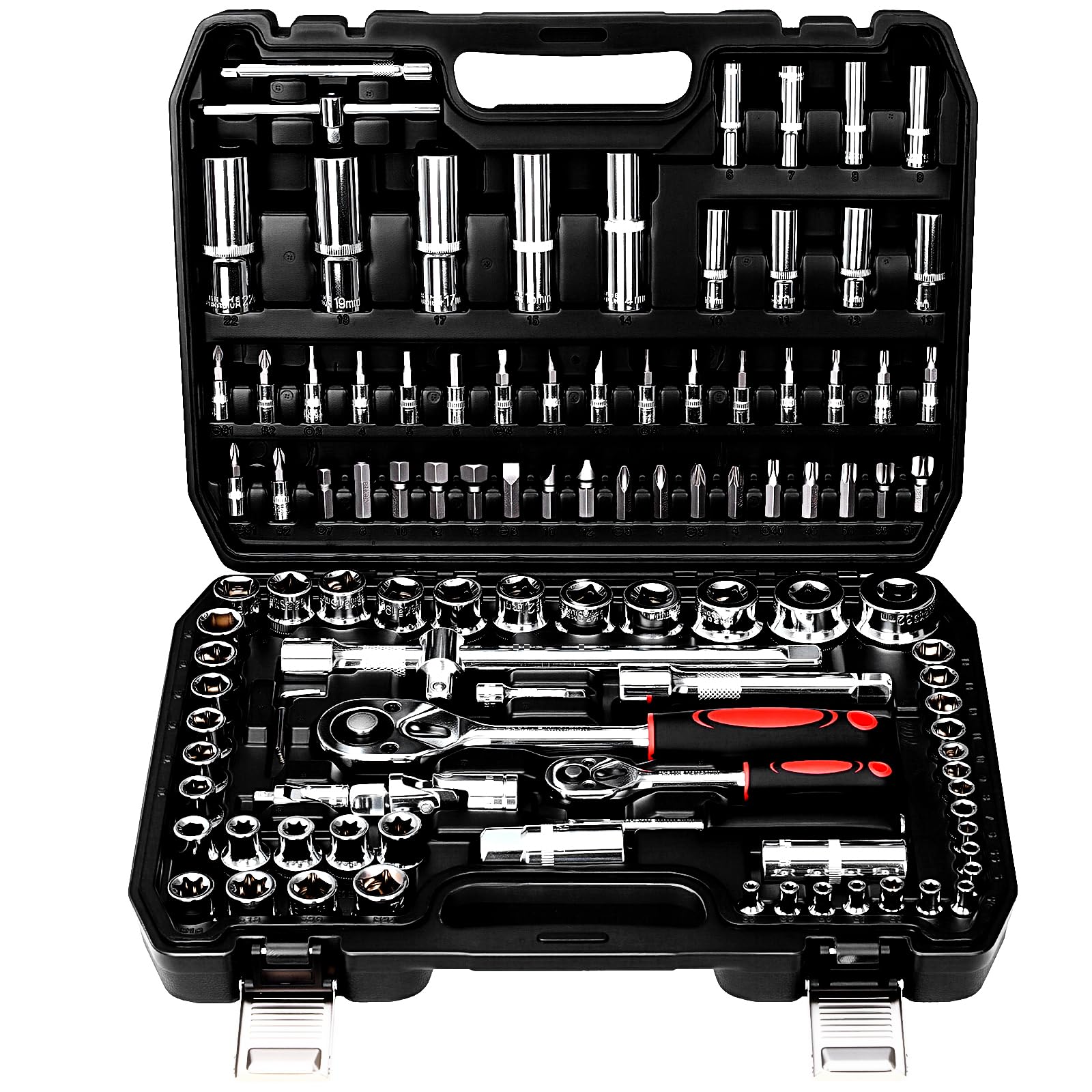 TLGREEN case open showing organized sockets and benefits quick access