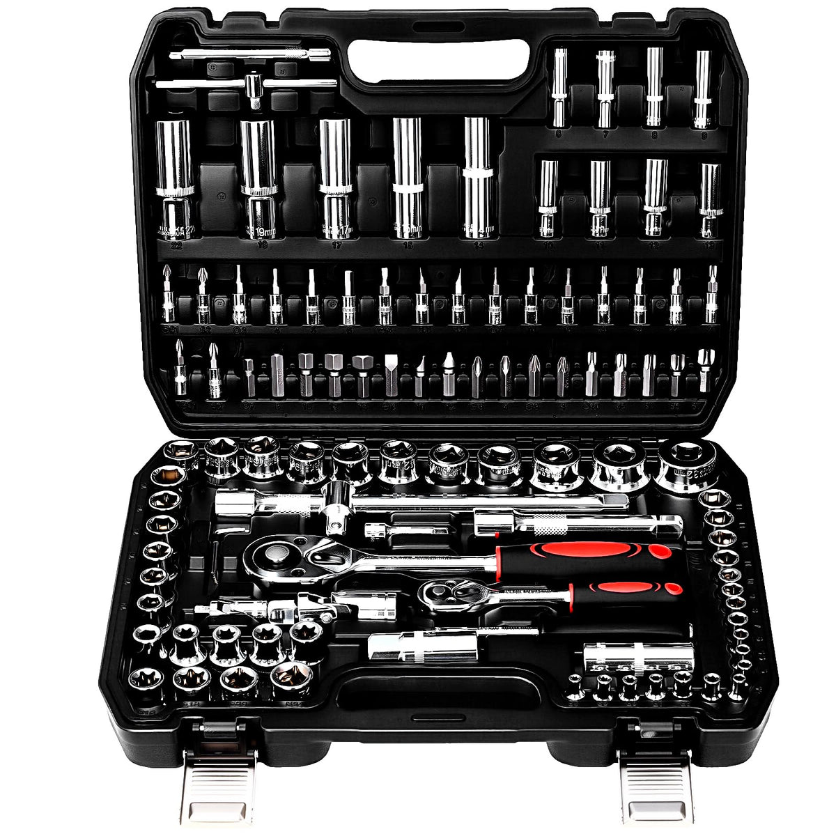 TLGREEN case open showing organized sockets and benefits quick access