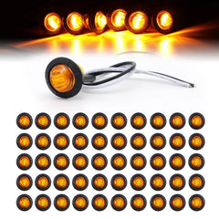 TMH front view amber mini round marker showing lens and sealed housing benefit of visibility