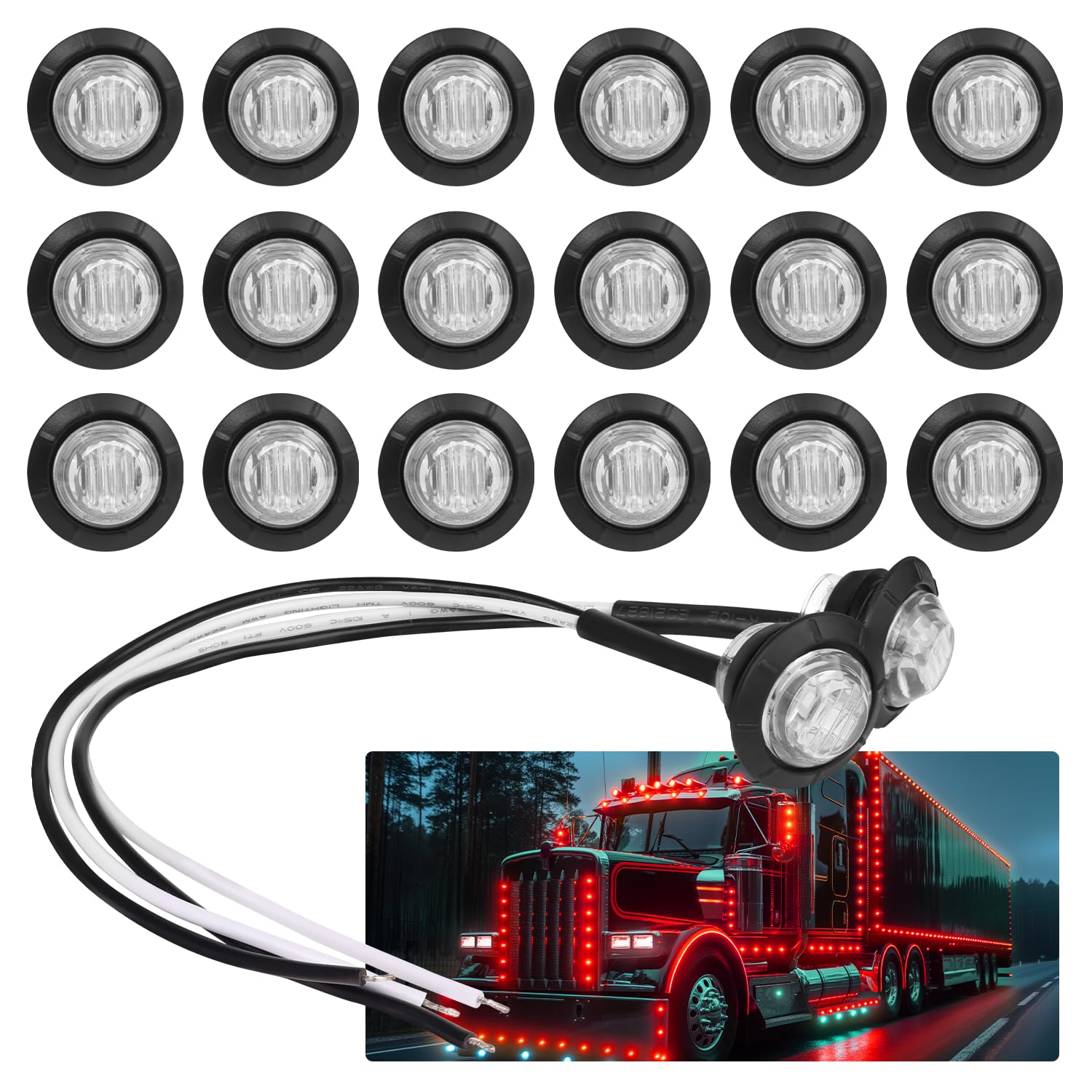 TMH front view clear-lens red LED marker showing compact design and bright visibility