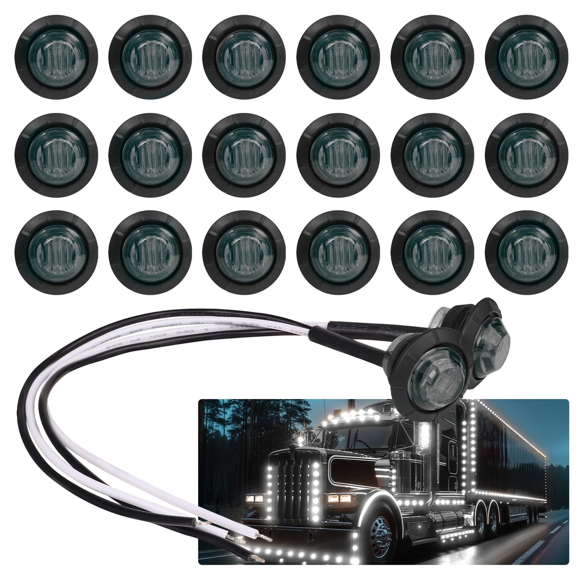 TMH front view of pack of 20 smoked lens markers showing compact design and fleet readiness