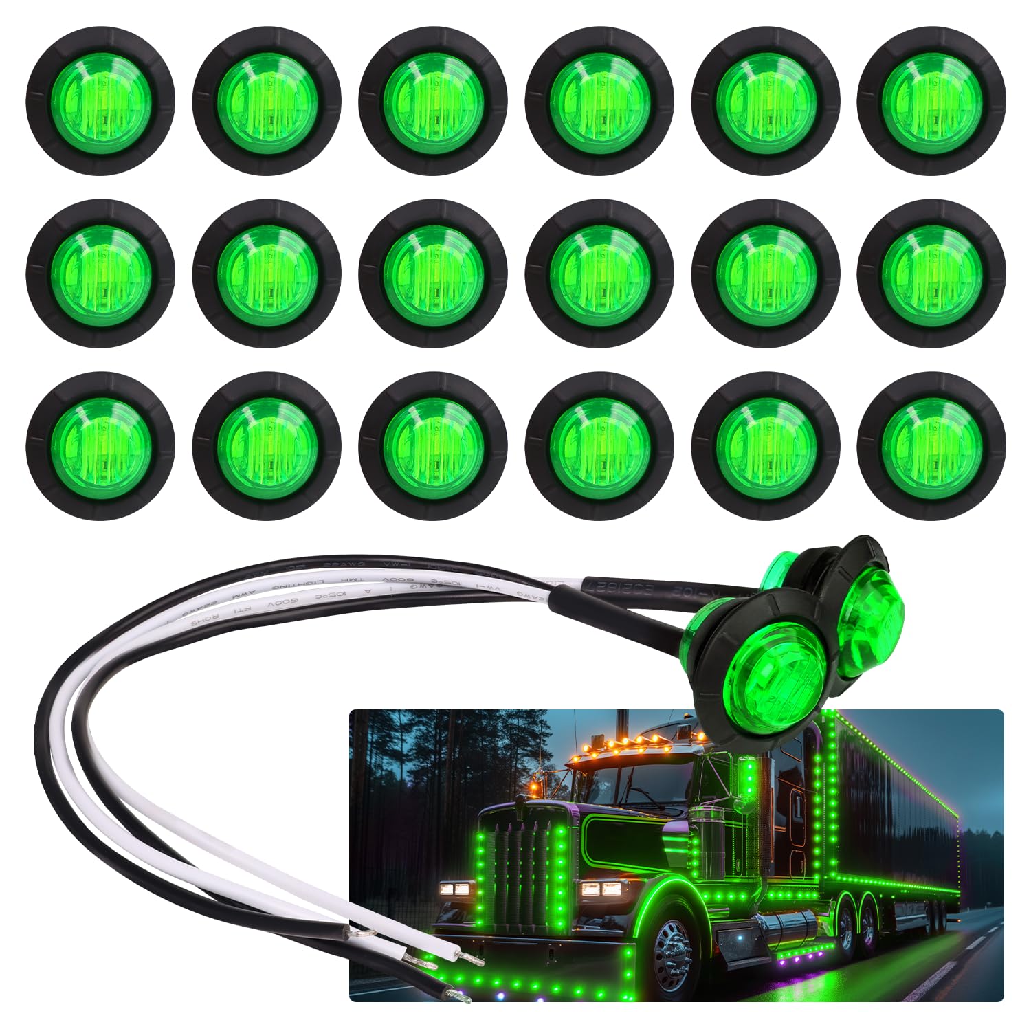 TMH green front view showing compact lamp and clear lens benefit visibility