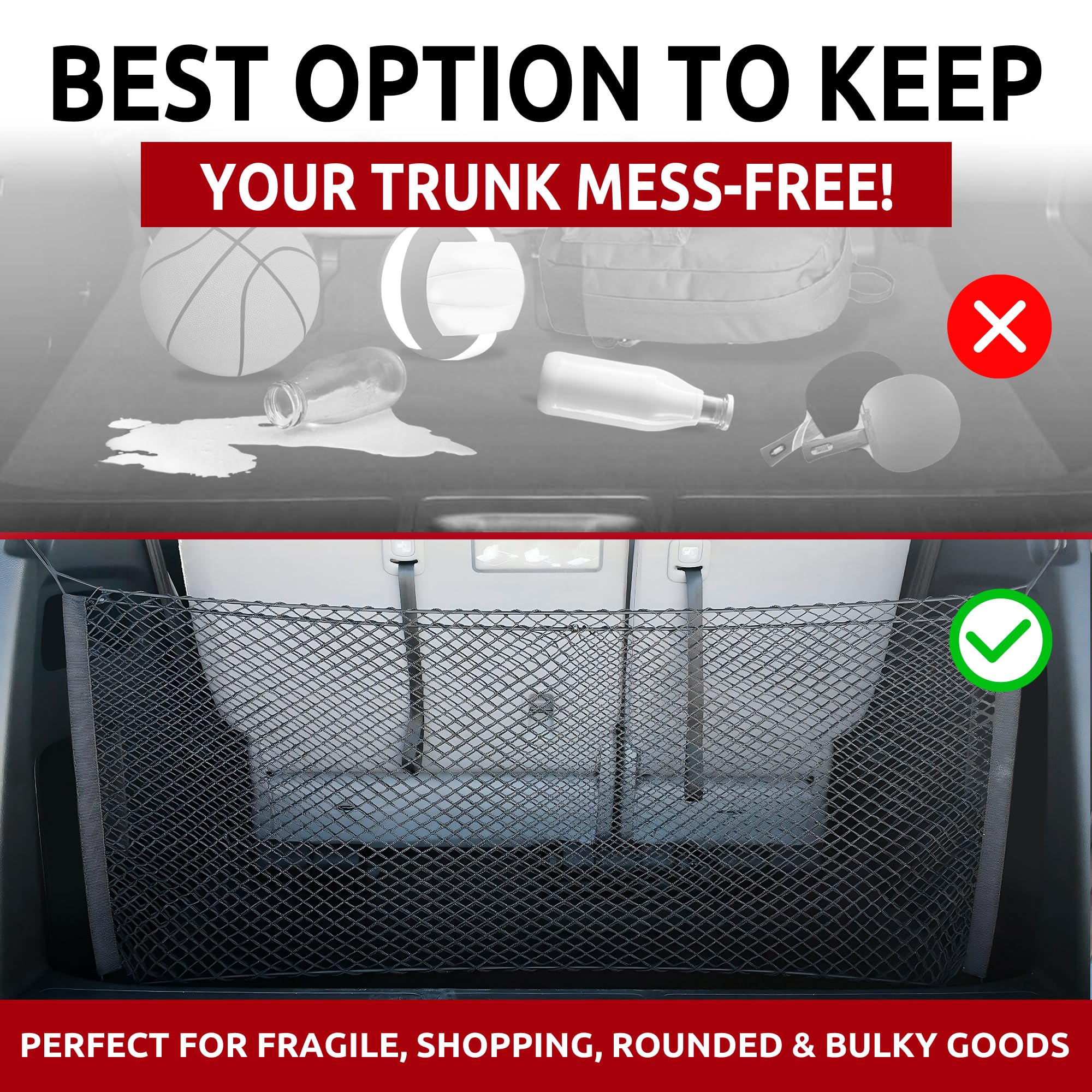 TN TrunkNets folded flat in trunk for compact storage and convenience