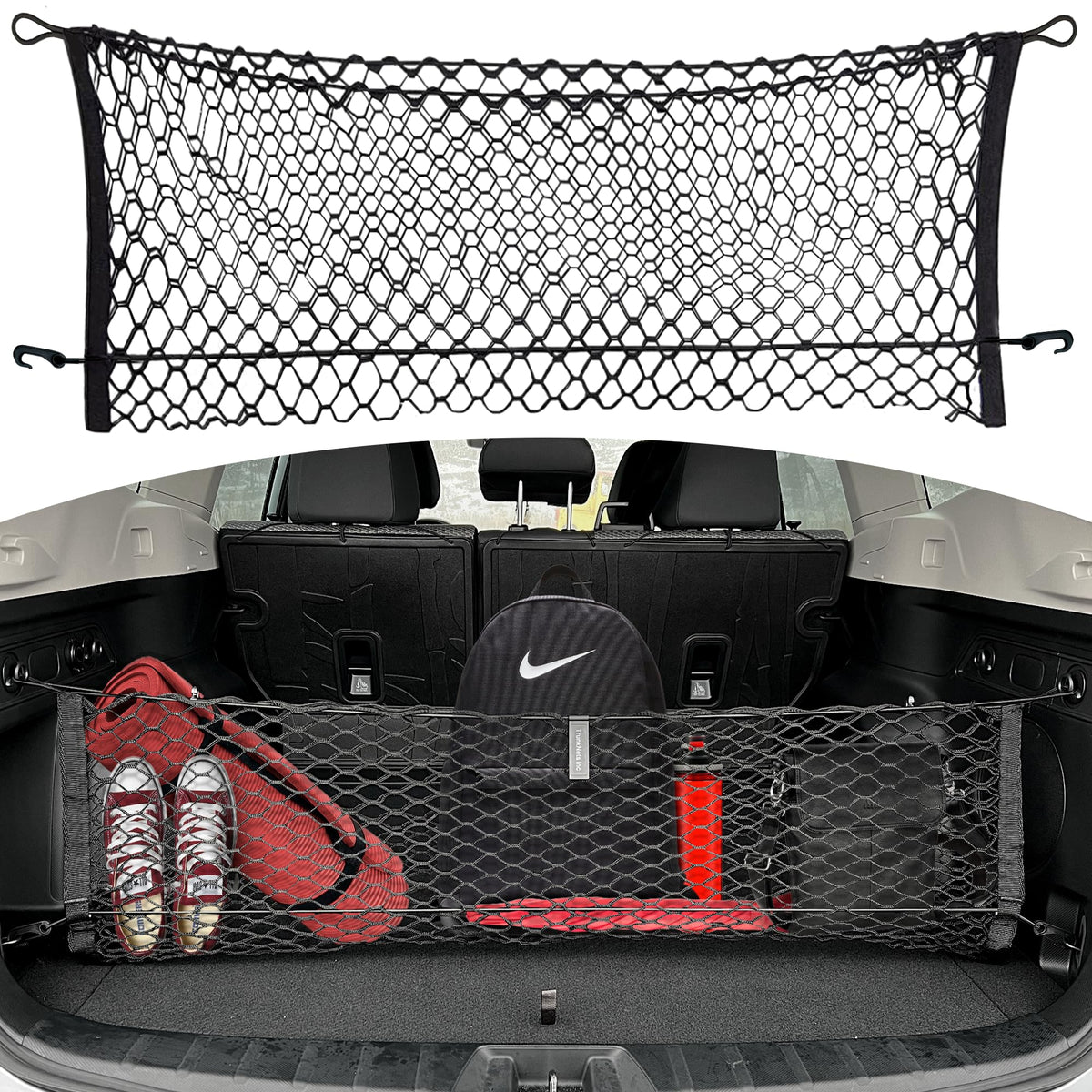 TN TrunkNets front view of packaging showing trunk net and brand — communicates a tidy trunk solution