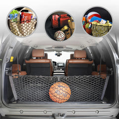 TN TrunkNets front view installed in Toyota Sequoia shows organized cargo benefit