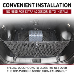 TN TrunkNets installed in Jeep Compass securing items for safer travel