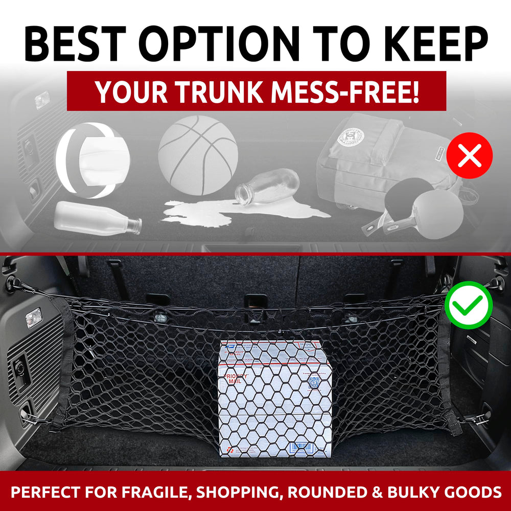 TN TrunkNets holding groceries and luggage showing spill prevention