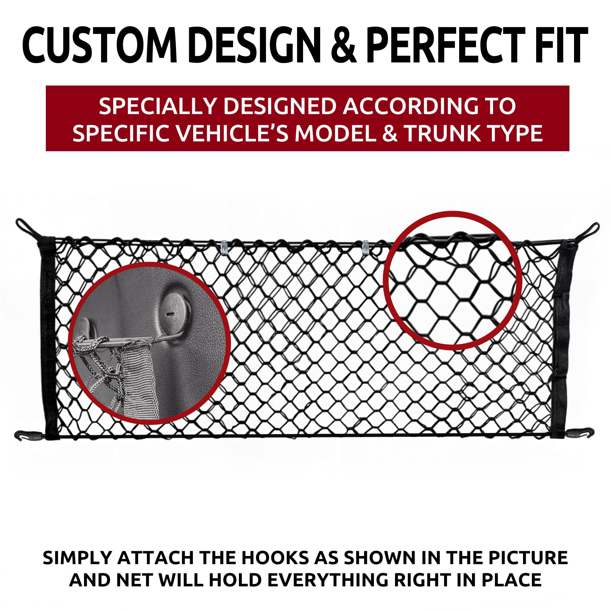TN TrunkNets upside-down hooks detail for quick tool-free installation