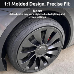 TNIRV installed protector on Model Y wheel side profile illustrating full coverage benefit