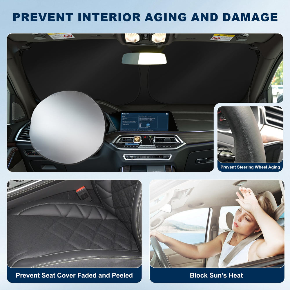 TOBNIFFD compact folded shade in storage bag fits easily in trunk or under seat