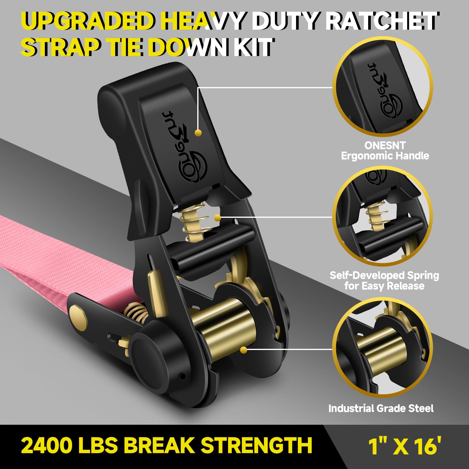 TOBUMO Onesnt ratchet close-up displaying padded handle and durable gear