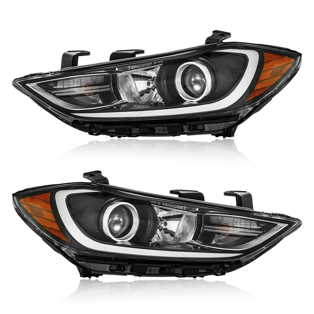 TODO front view of headlight assembly showing OEM fit and clean chrome finish for accurate replacement