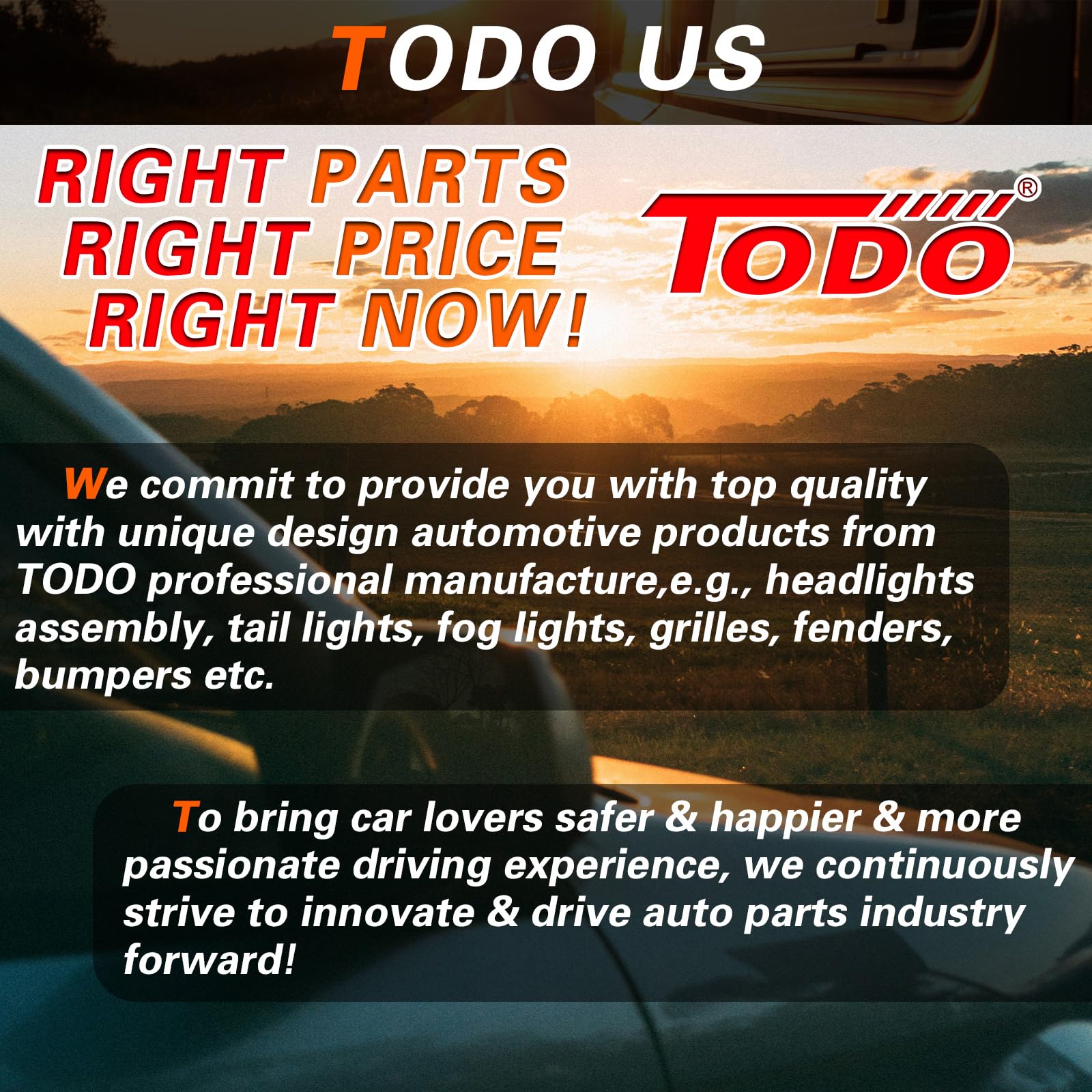TODO label close-up with part numbers L92101-C2050 R92102-C2050 showing correct fitment benefit
