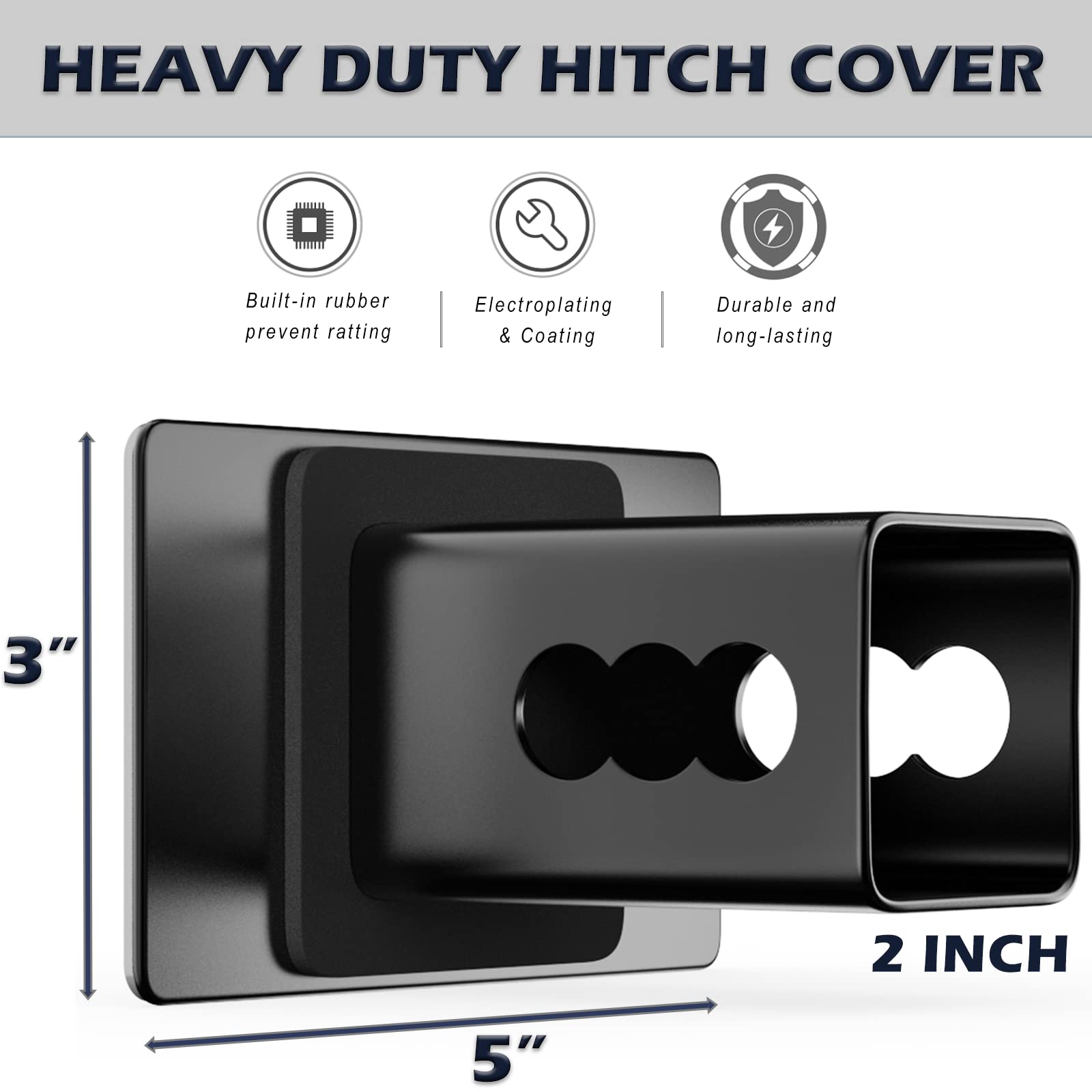 TOEASYTY side profile of the mounted hitch cover demonstrating low-profile fit